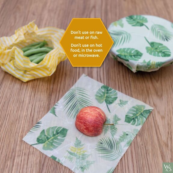 Beeswax Food Wraps - Honeycomb Pattern - 3 Pack (2x Medium, 1x Large)