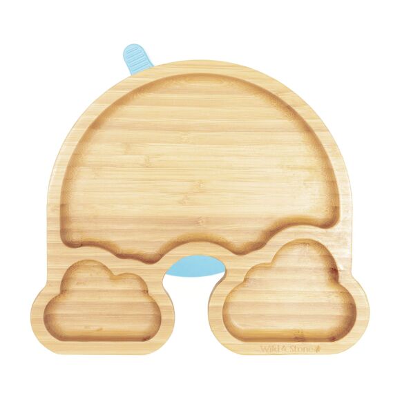 Baby Bamboo Weaning Suction Section Plate - Over The Rainbow - Light Pink & Blue