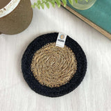 Seagrass and Jute Coaster - Natural/Black 