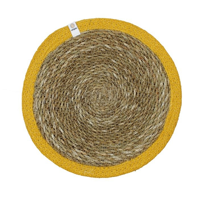 Seagrass and Jute Tablemat - Natural/Yellow