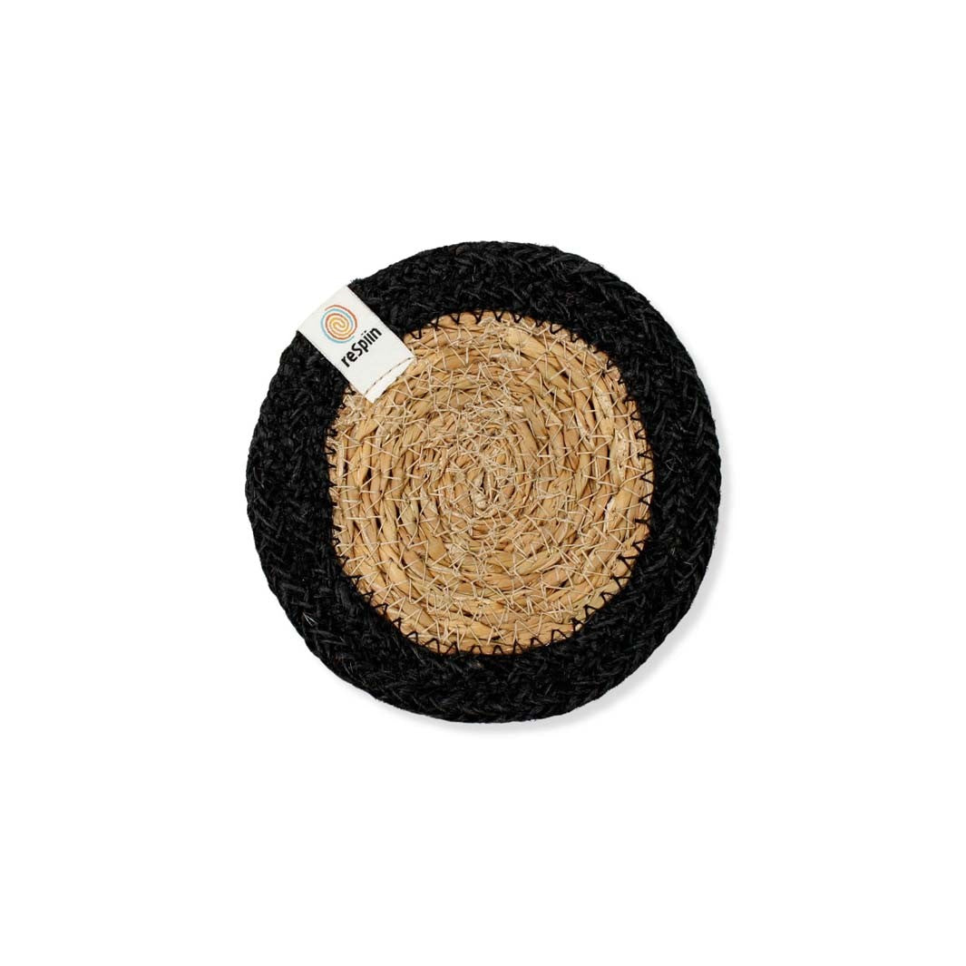 Seagrass and Jute Coaster - Natural/Black 