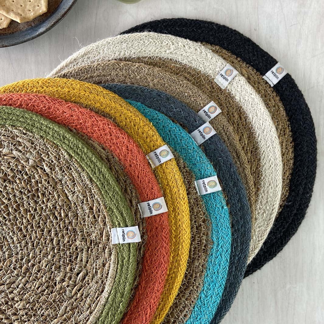 Seagrass and Jute Tablemat - Natural/Black