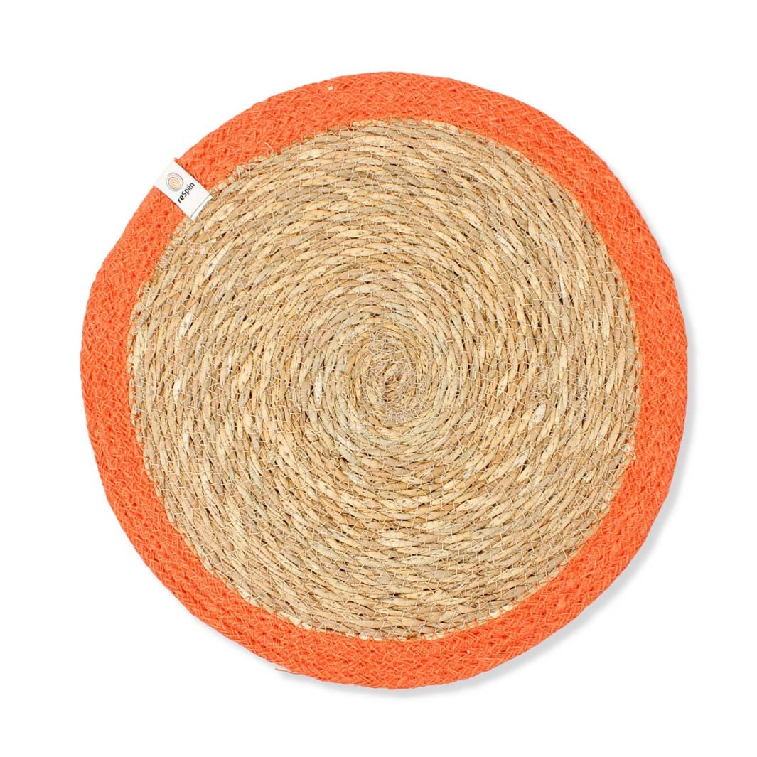 Seagrass and Jute Tablemat - Natural/Orange