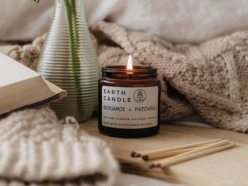 Bergamot + Patchouli Soy Wax Eco Candle: 120ml - 25hr Burn