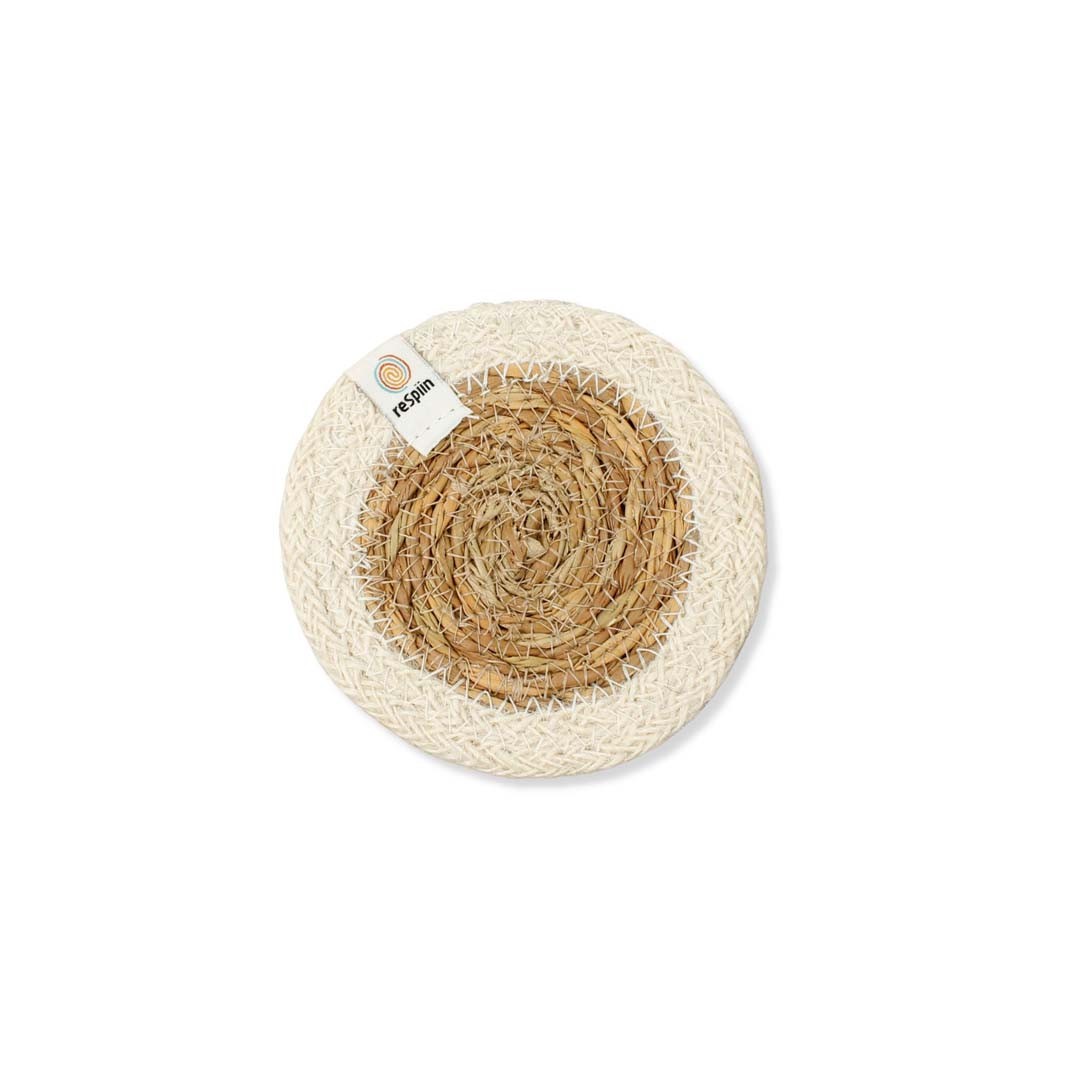 Seagrass and Jute Coaster - Natural/White