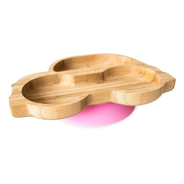 Eco Rascals Bamboo Suction Plate for kids - Car Shaped - Pink