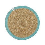 Seagrass and Jute Tablemat - Natural/Turquoise