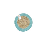 Seagrass and Jute Coaster - Natural/Turquoise