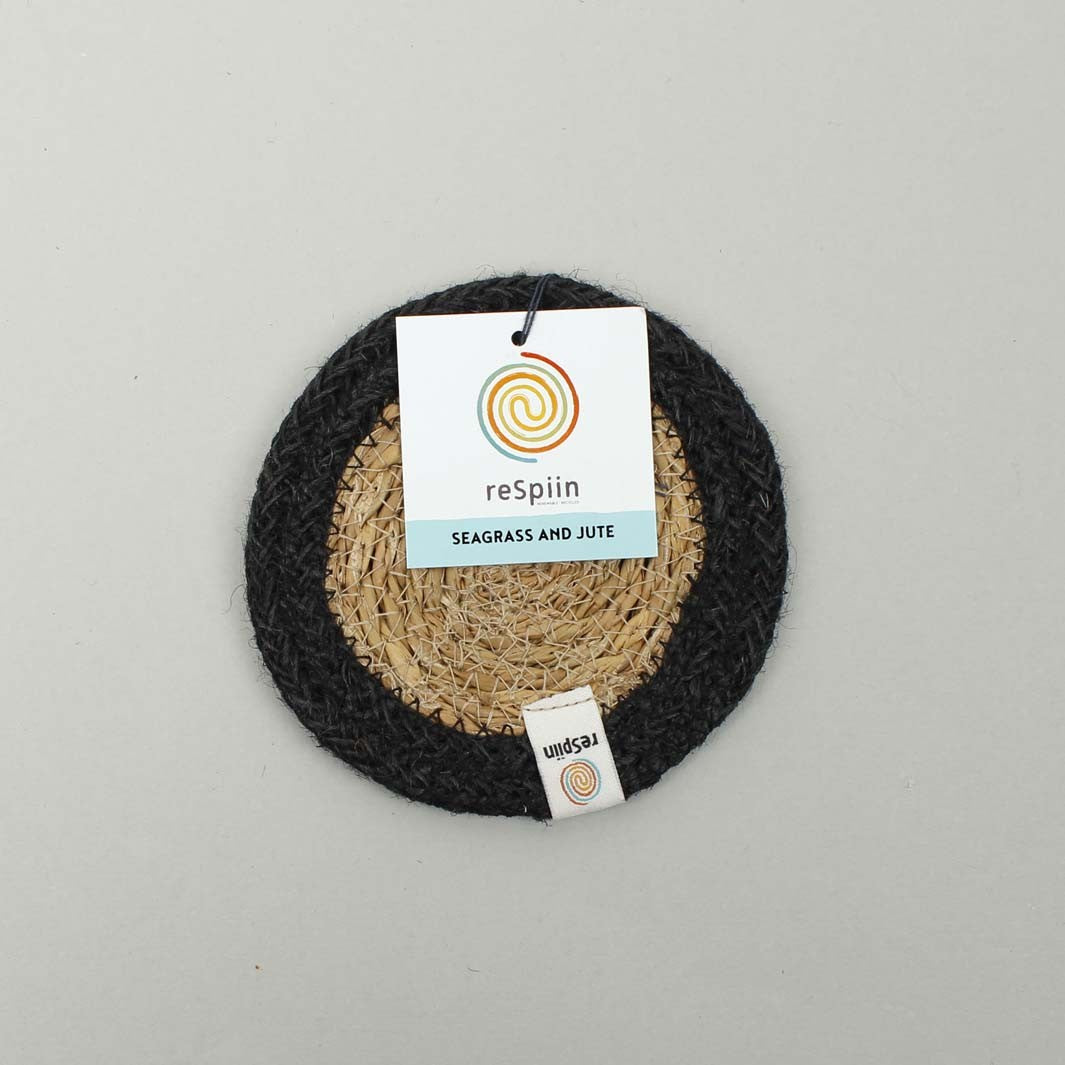 Seagrass and Jute Coaster - Natural/Black 