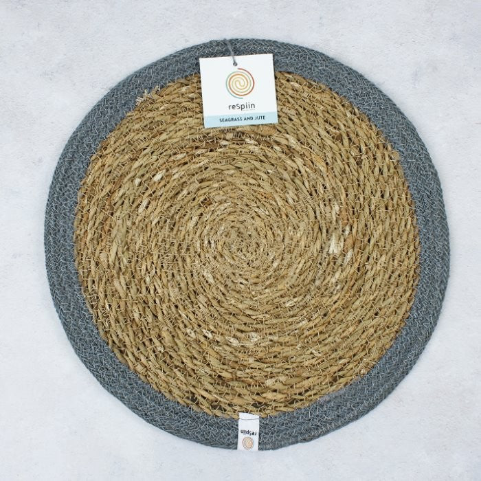 Seagrass and Jute Tablemat - Natural/Grey