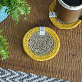 Seagrass and Jute Coaster - Natural/Yellow