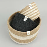 Jute Tall Basket Set - Pebble