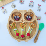 Eco Rascals Bamboo Owl Plate with Suction Base - Green