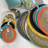 Seagrass and Jute Coaster - Natural/Orange