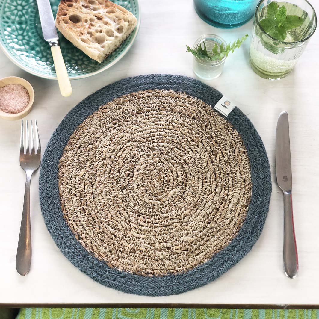 Seagrass and Jute Tablemat - Natural/Grey