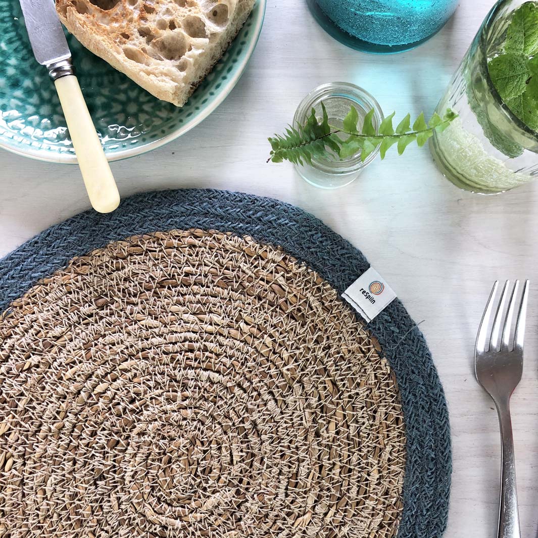 Seagrass and Jute Tablemat - Natural/Grey