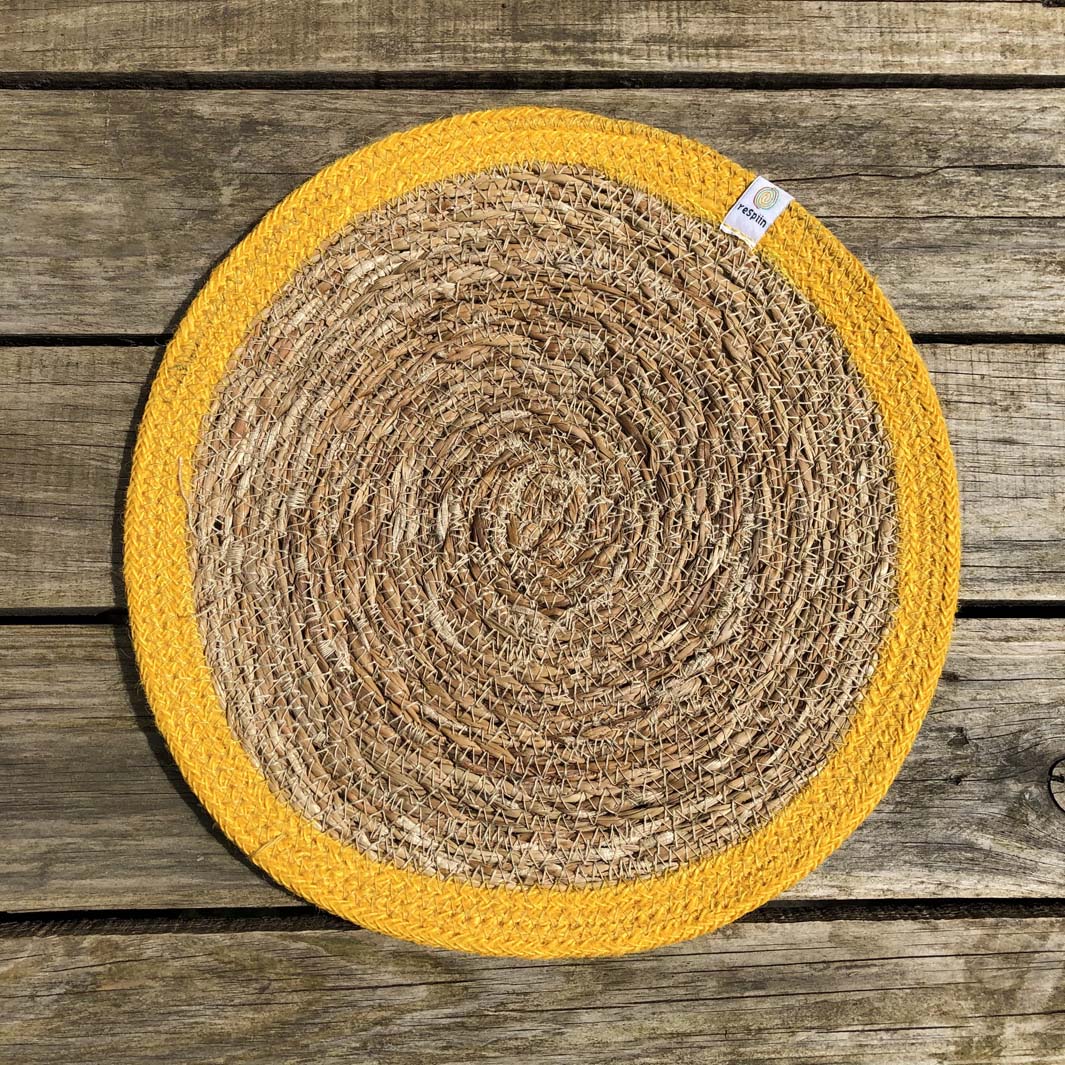 Seagrass and Jute Tablemat - Natural/Yellow