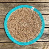 Seagrass and Jute Tablemat - Natural/Turquoise