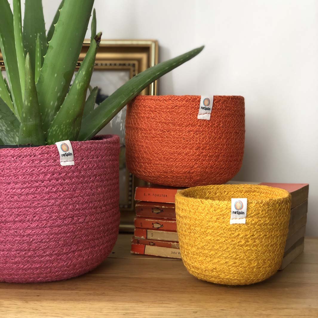 Jute Tall Basket Set - Fire