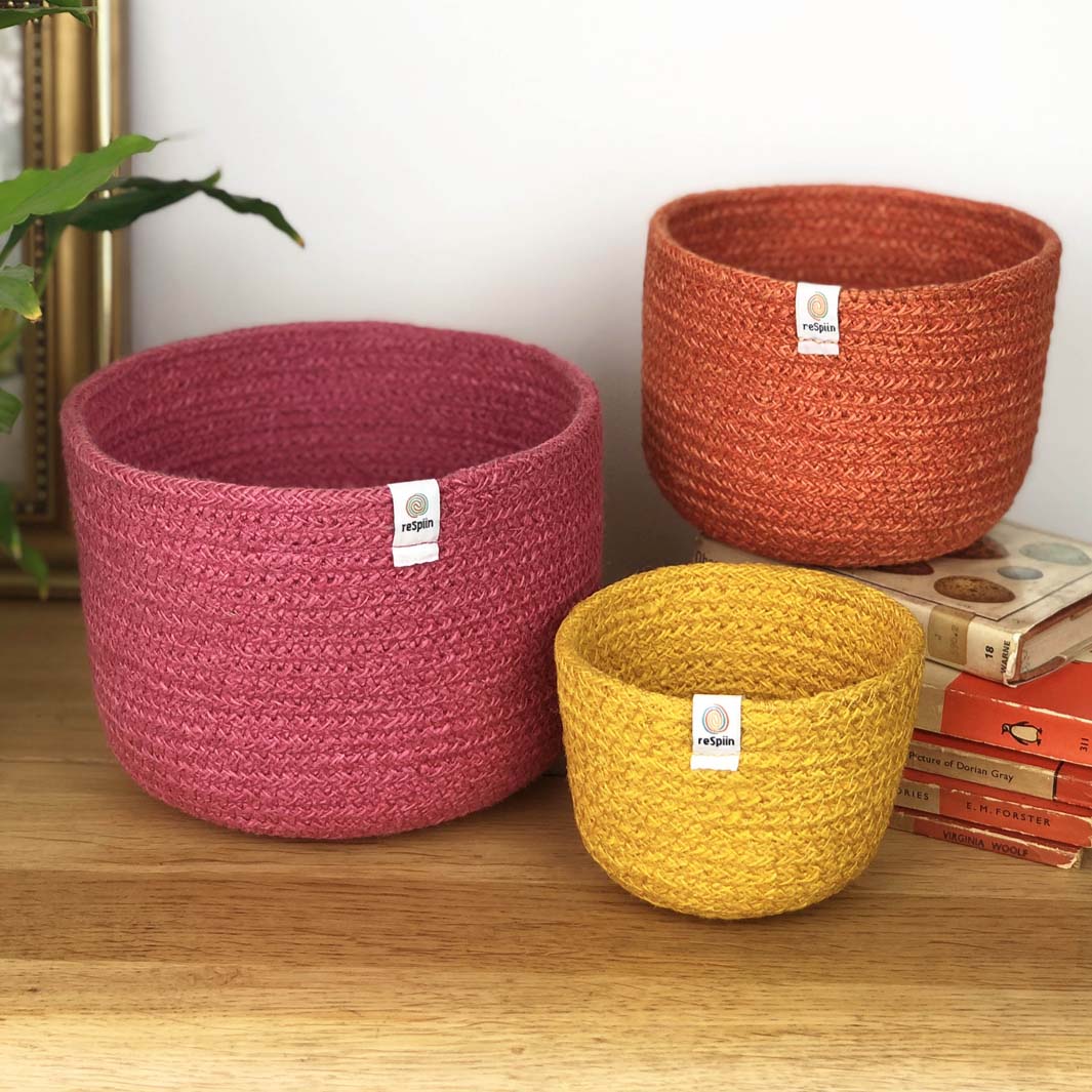 Jute Tall Basket Set - Fire