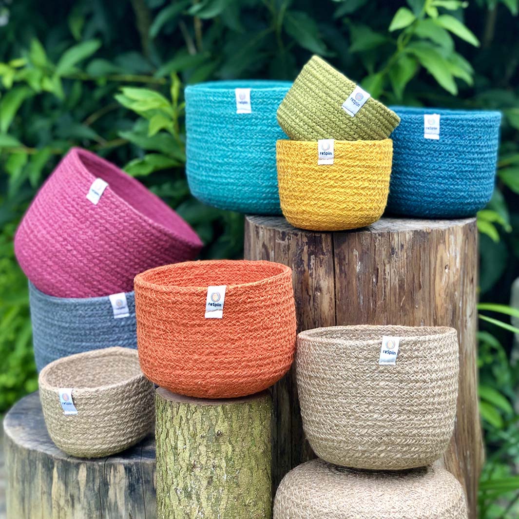 Jute Tall Basket Set - Fire