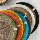 Seagrass and Jute Tablemat - Natural/Turquoise