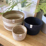 Jute Tall Basket Set - Pebble