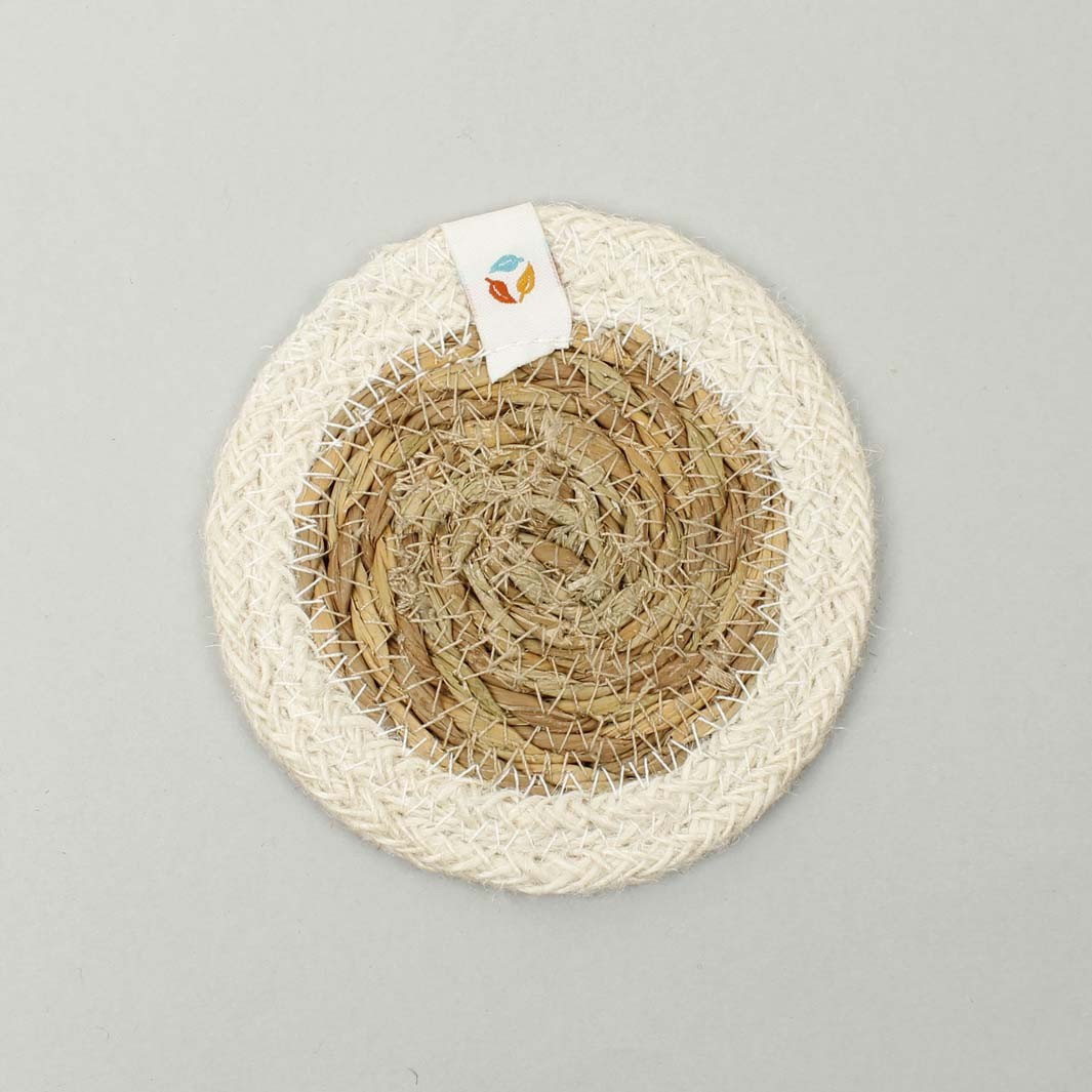 Seagrass and Jute Coaster - Natural/White