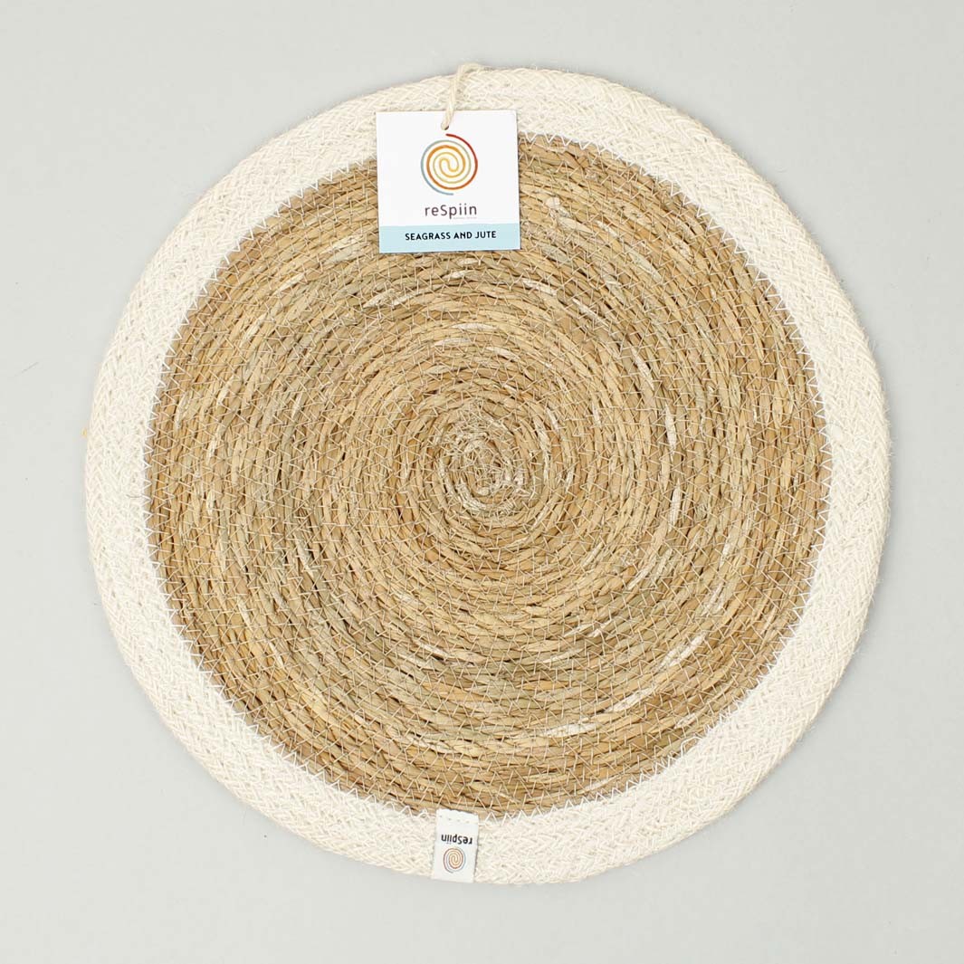 Seagrass and Jute Tablemat - Natural/White