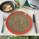 Seagrass and Jute Tablemat - Natural/Orange